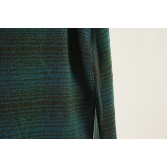 Vintage 1980s Shadow Plaid Wool Board Shirt Mens Medium Blue Green Woven Brushed - Picture 11 of 15